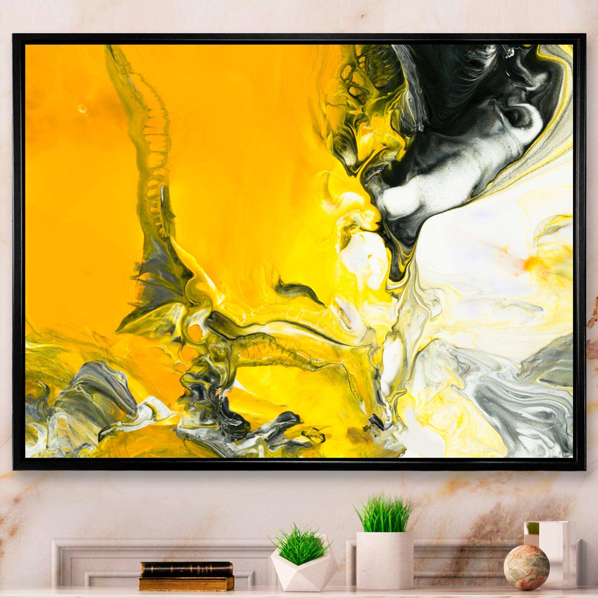 White and Yellow Marbled Acrylic with a cloud of Black