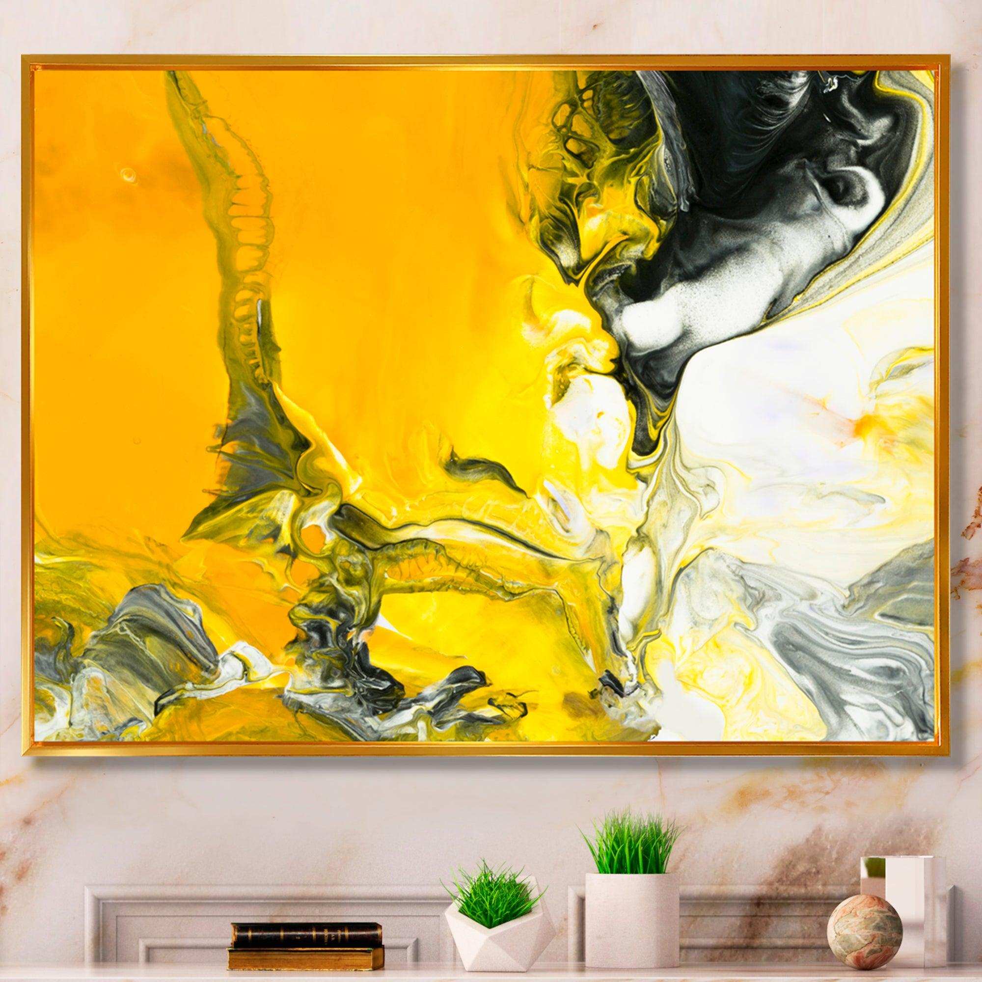 White and Yellow Marbled Acrylic with a cloud of Black