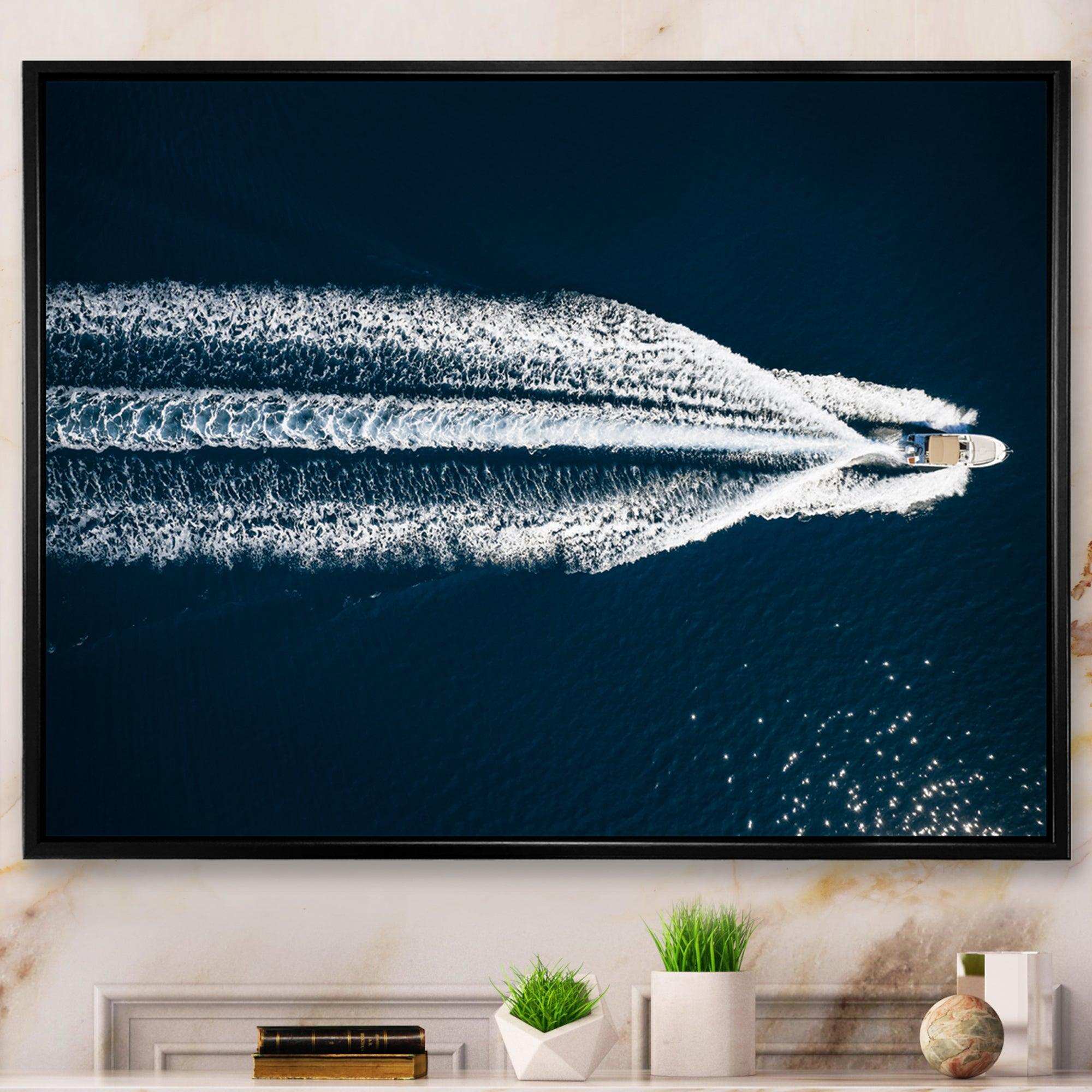 Aerial View Of Speed Boat In Mediterranean Sea