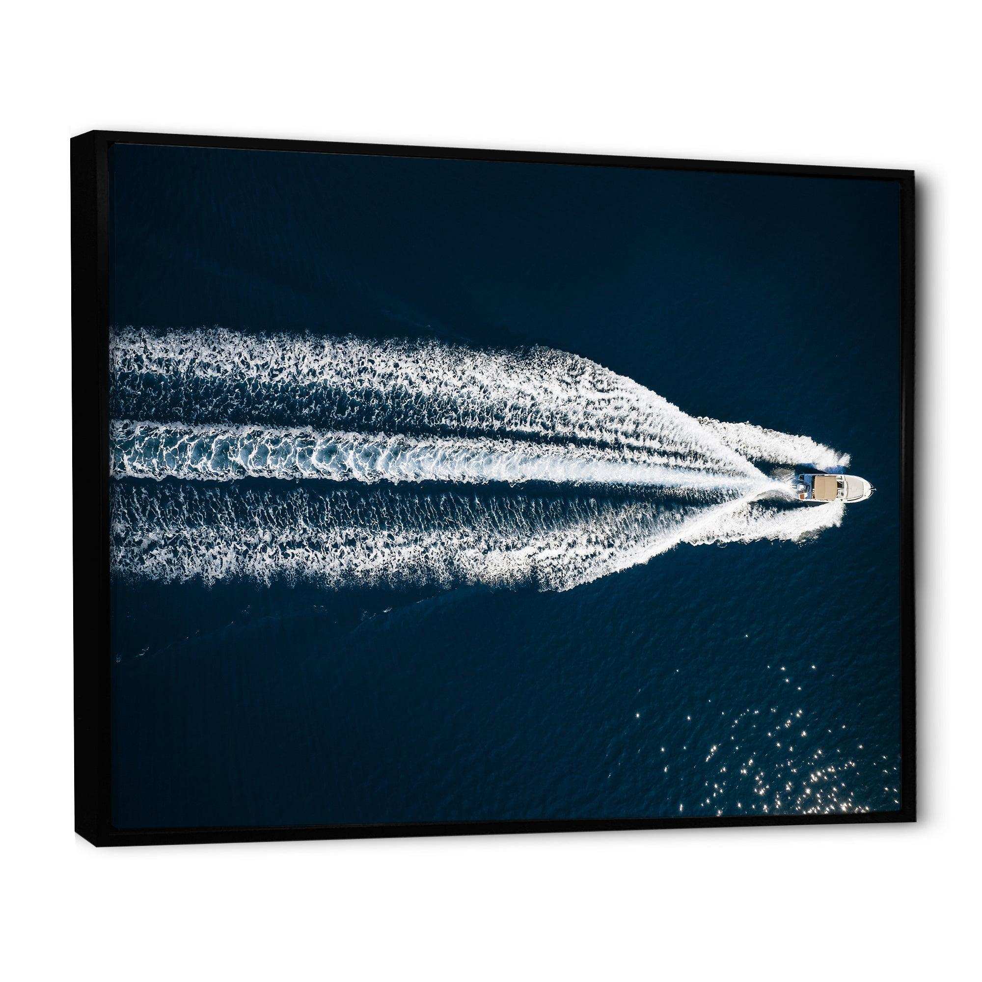 Aerial View Of Speed Boat In Mediterranean Sea