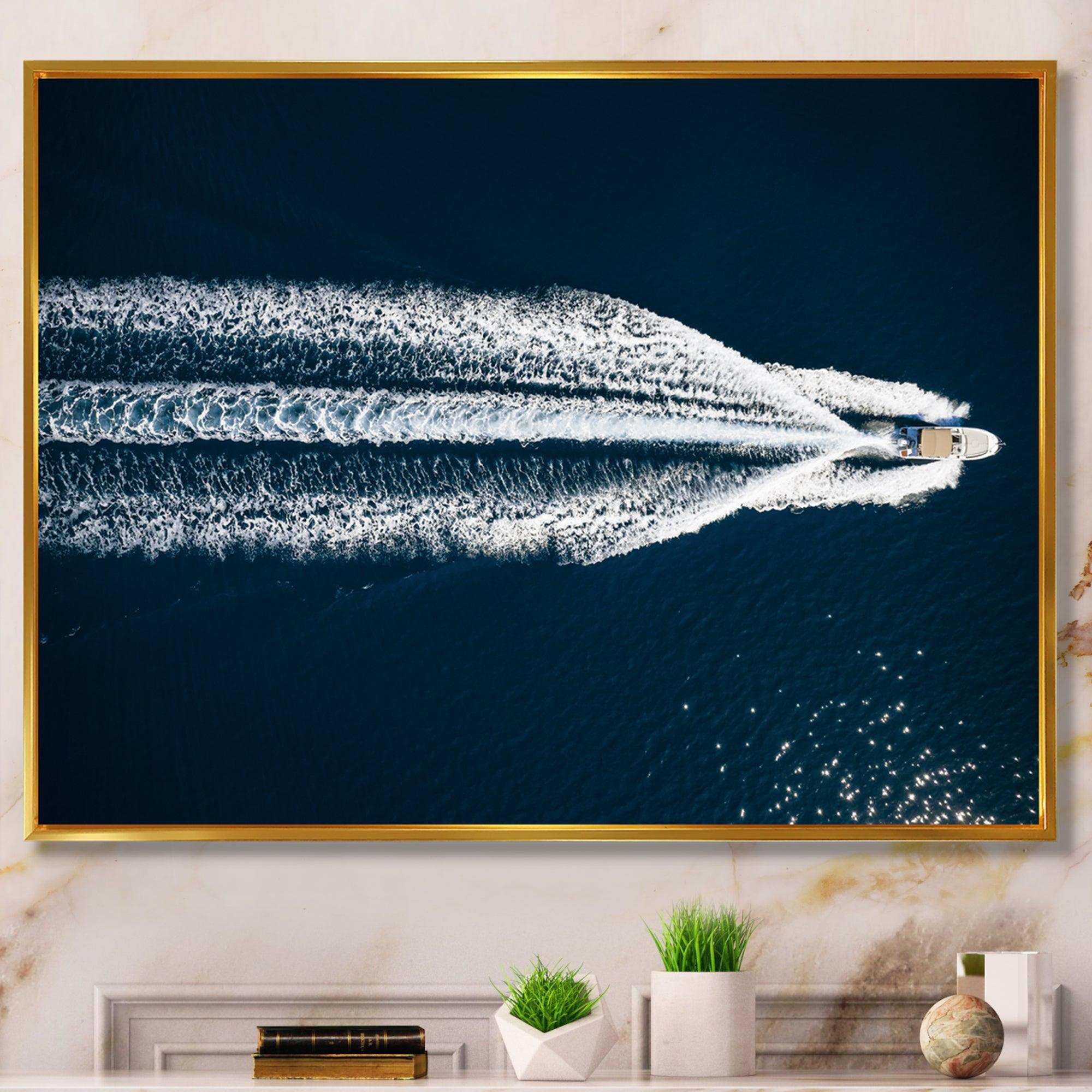 Aerial View Of Speed Boat In Mediterranean Sea