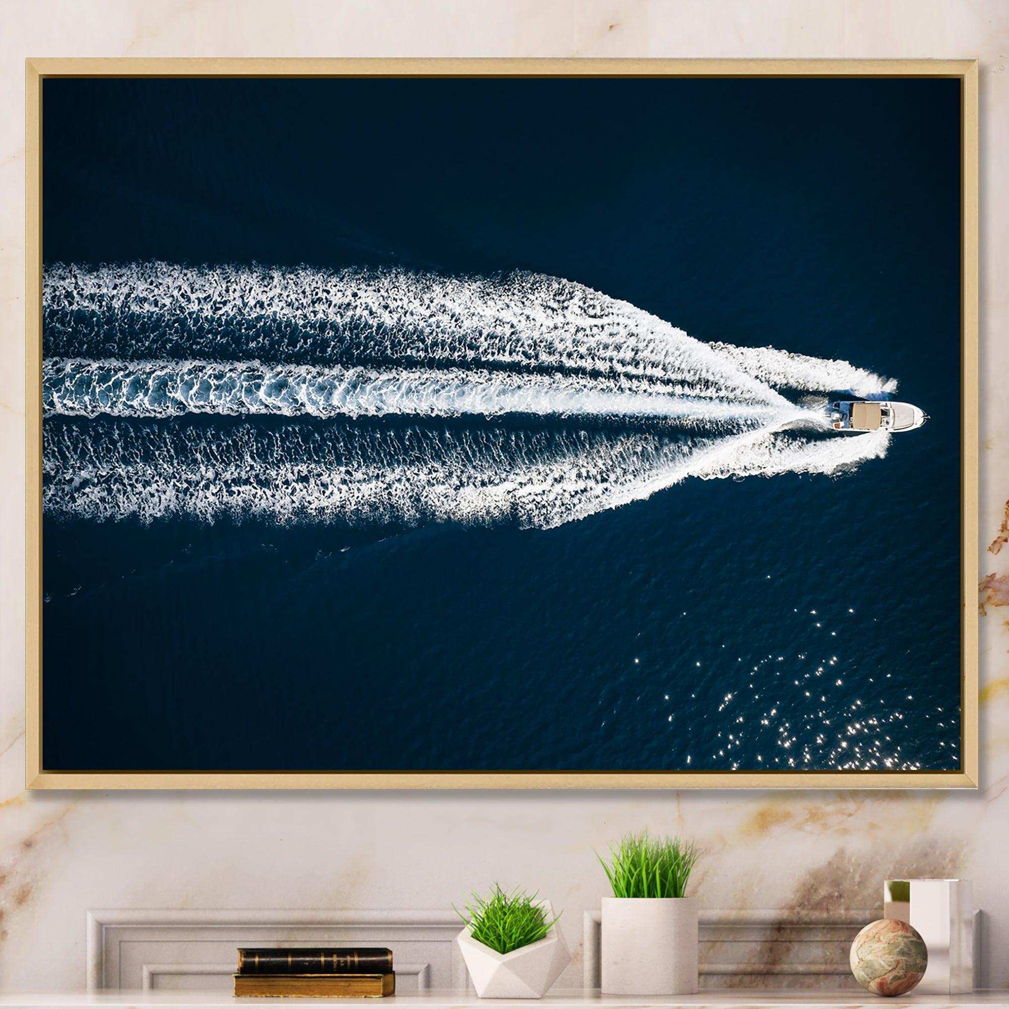 Aerial View Of Speed Boat In Mediterranean Sea