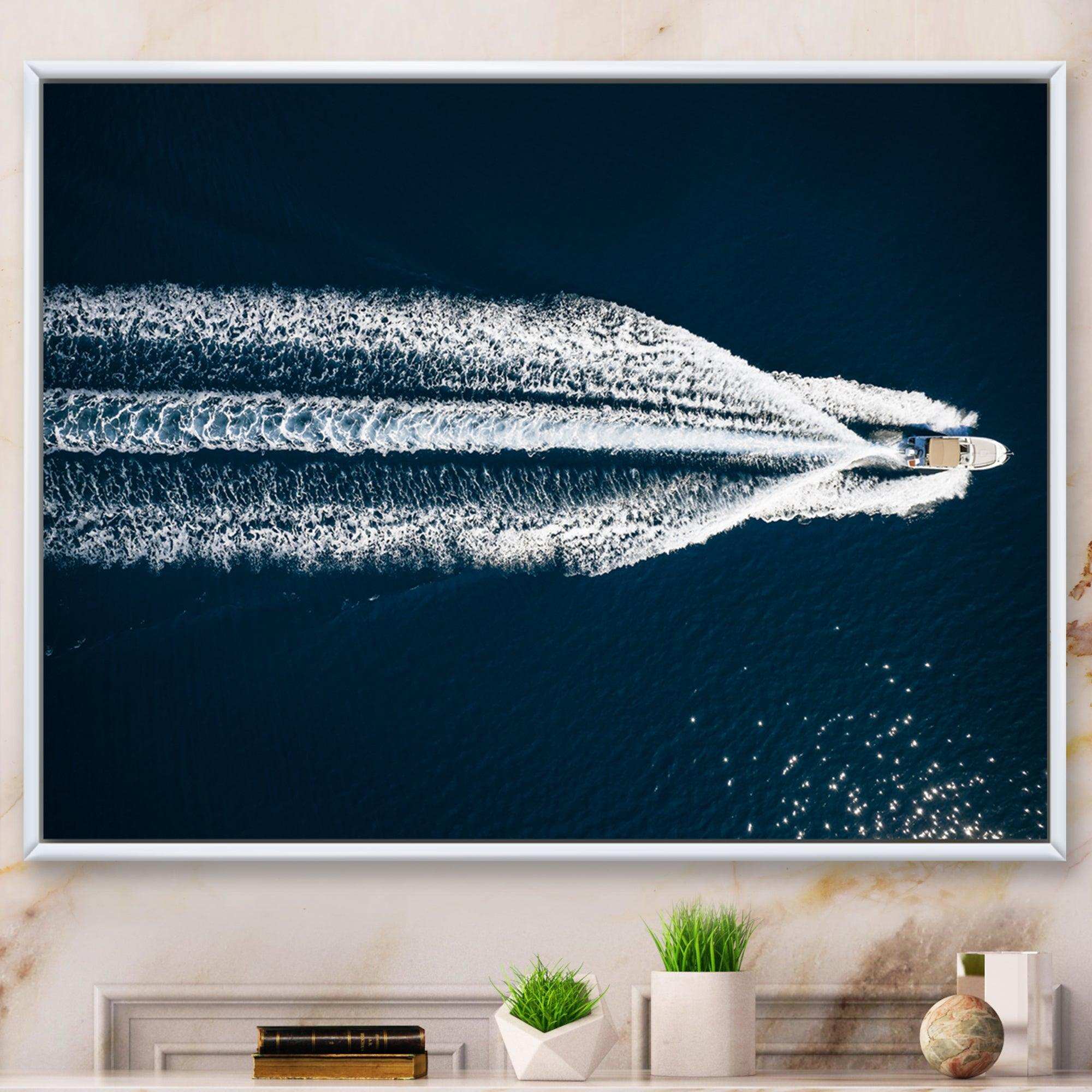 Aerial View Of Speed Boat In Mediterranean Sea