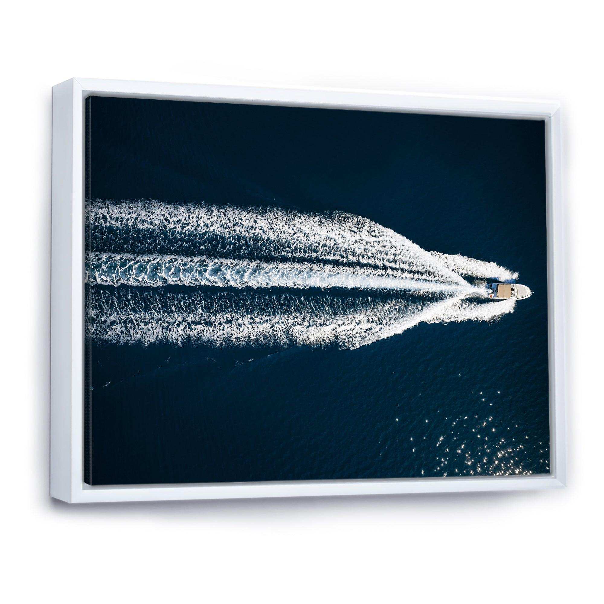 Aerial View Of Speed Boat In Mediterranean Sea