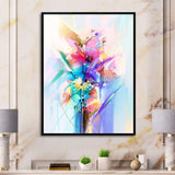 Abstract Colorful Spring Flowers Framed Canvas Vibrant Black - 1.5 Thick
