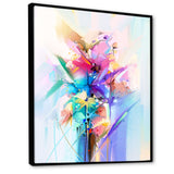 Abstract Colorful Spring Flowers Framed Canvas Vibrant Black - 1.5 Thick