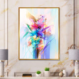 Abstract Colorful Spring Flowers Framed Canvas Vibrant Gold - 1.5 Thick