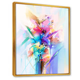Abstract Colorful Spring Flowers Framed Canvas Vibrant Gold - 1.5 Thick