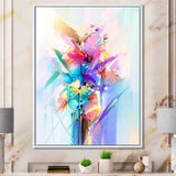 Abstract Colorful Spring Flowers Framed Canvas Matte White - 1.5 Thick