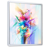 Abstract Colorful Spring Flowers Framed Canvas Matte White - 1.5 Thick
