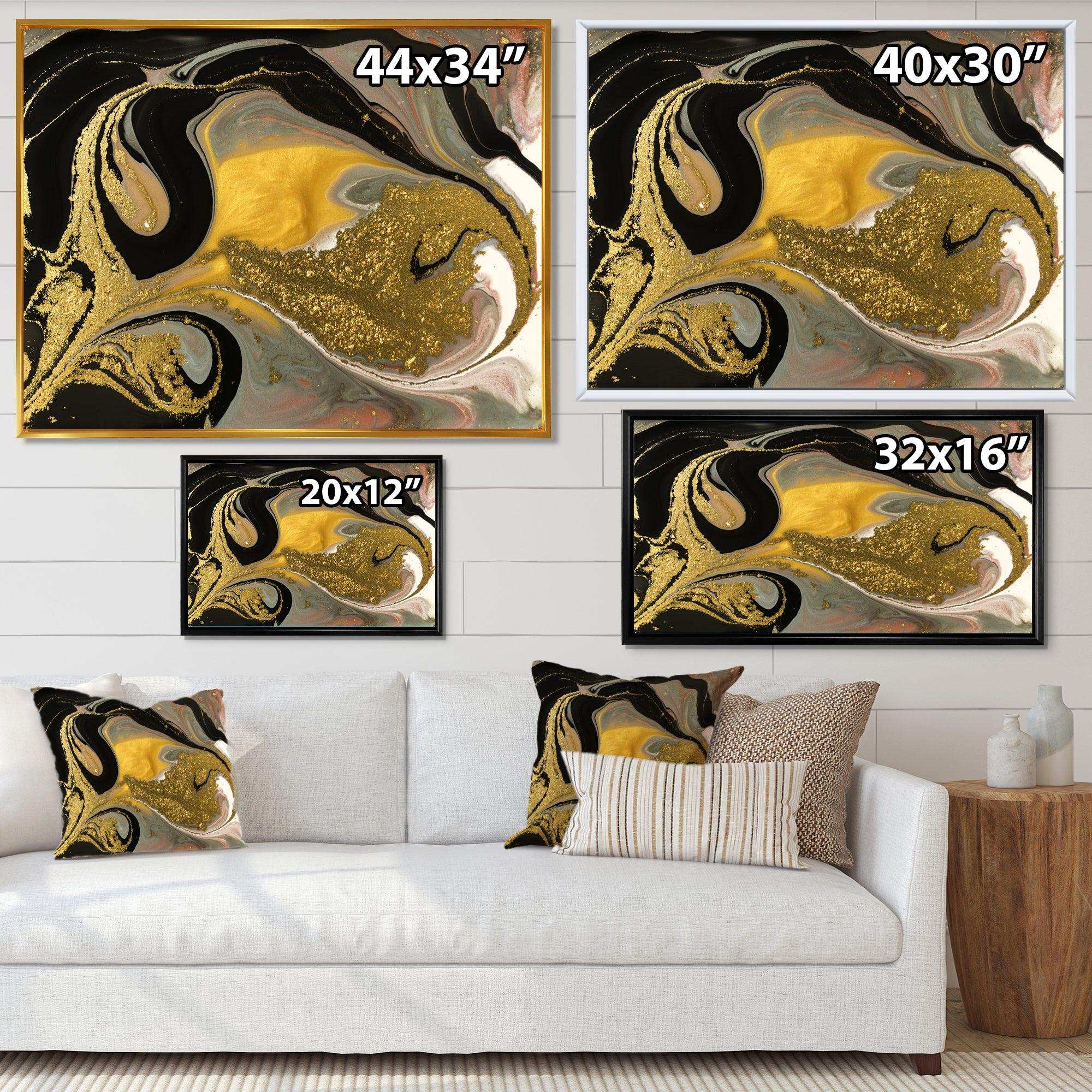 Gold And Black Marbled Rippled Texture I