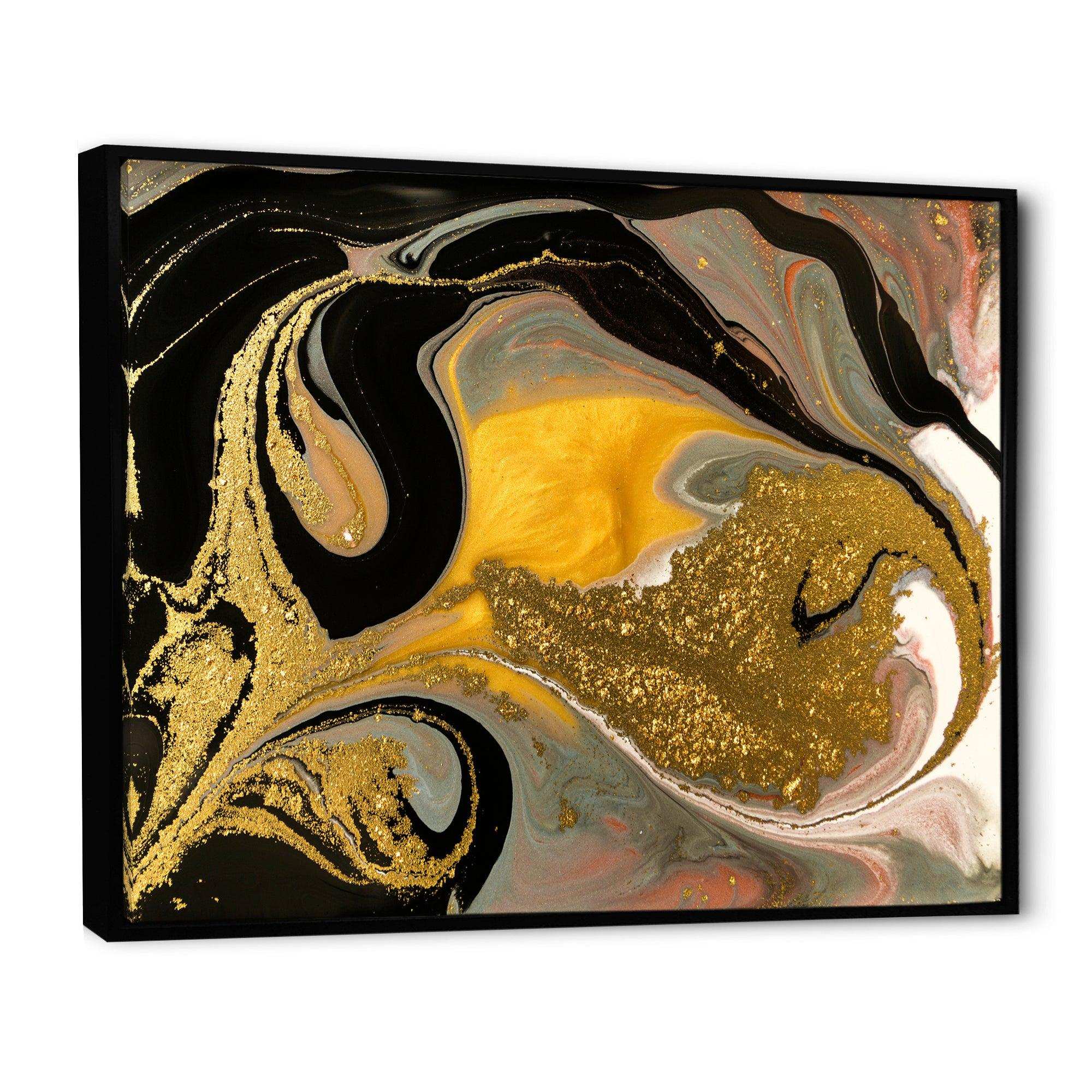 Gold And Black Marbled Rippled Texture I