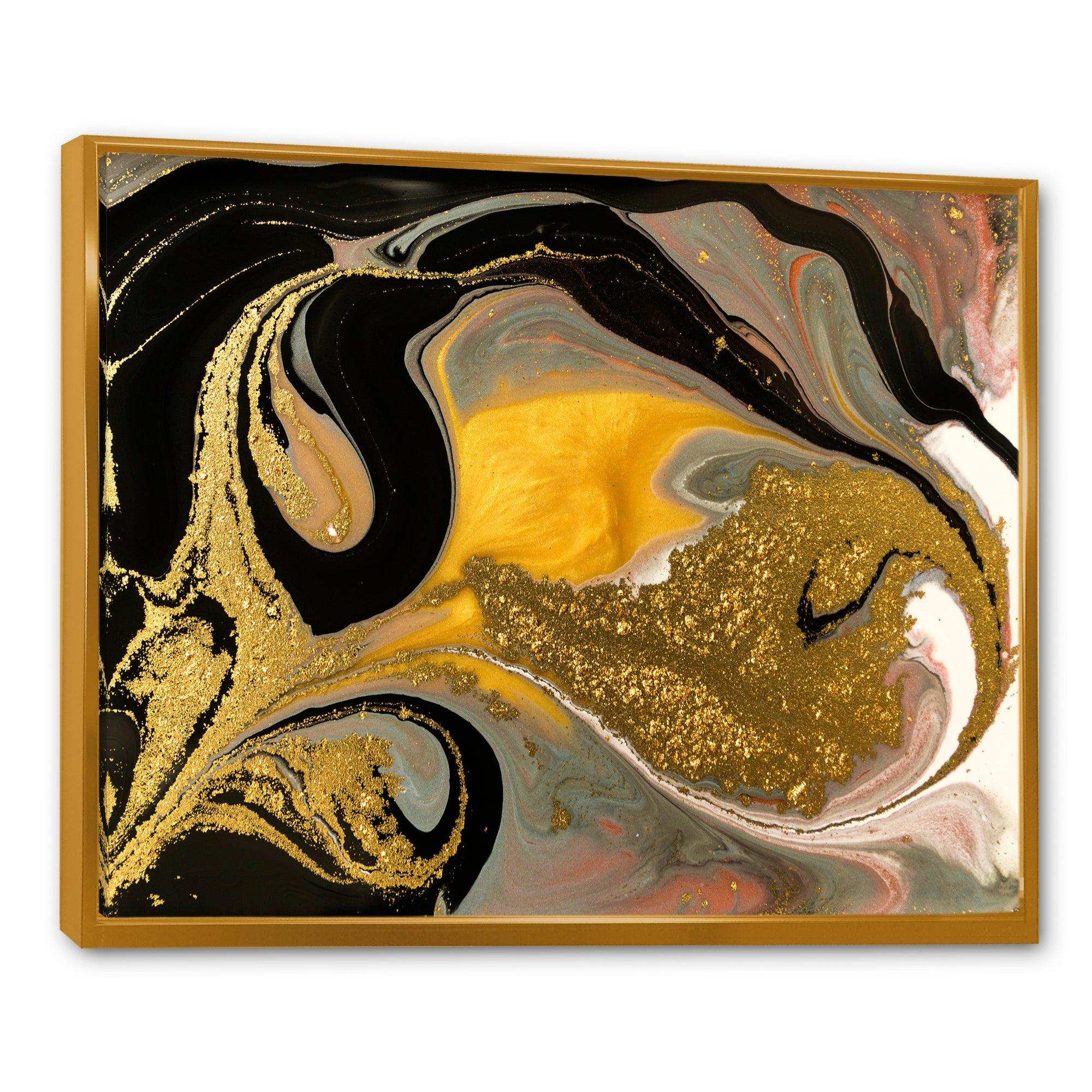Gold And Black Marbled Rippled Texture I