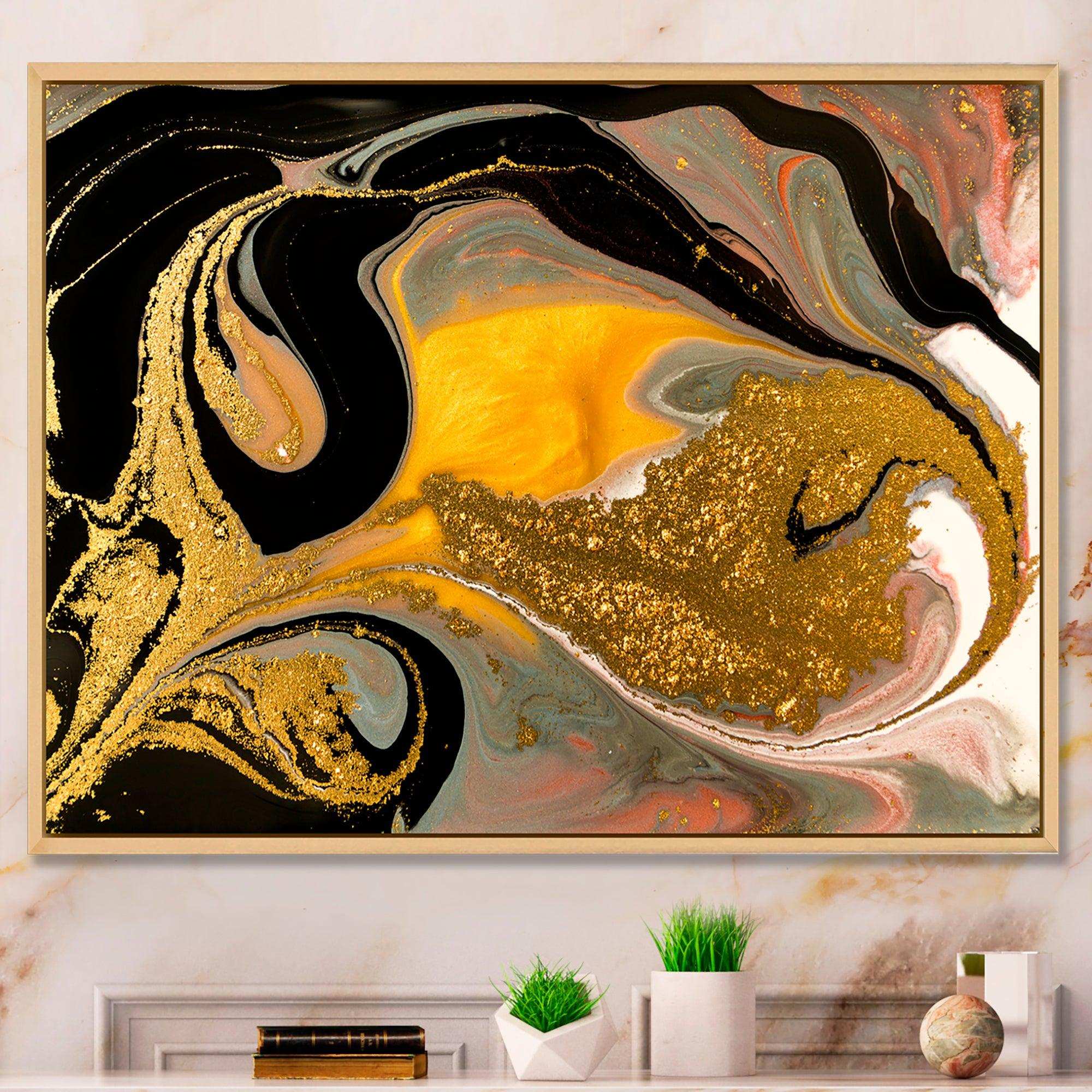 Gold And Black Marbled Rippled Texture I