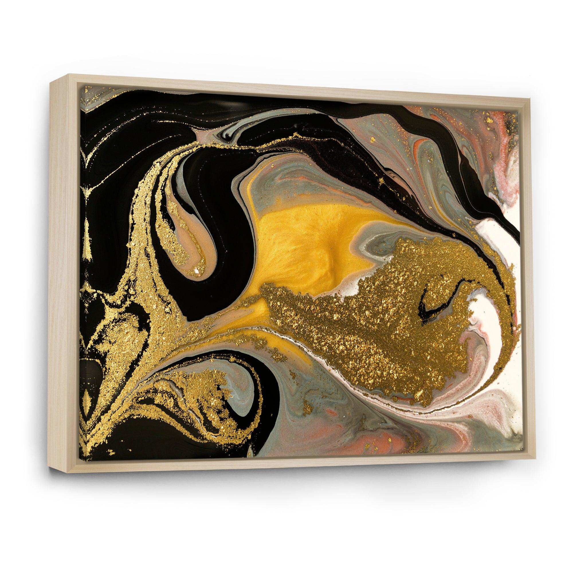 Gold And Black Marbled Rippled Texture I
