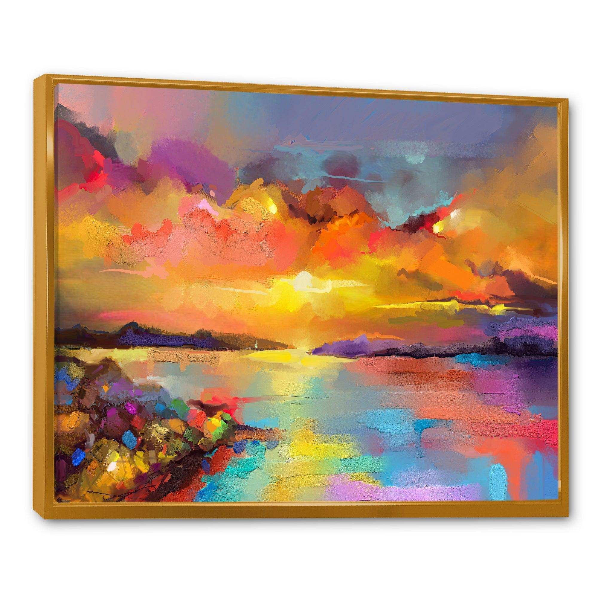 Sunset Painting With Colorful Reflections I