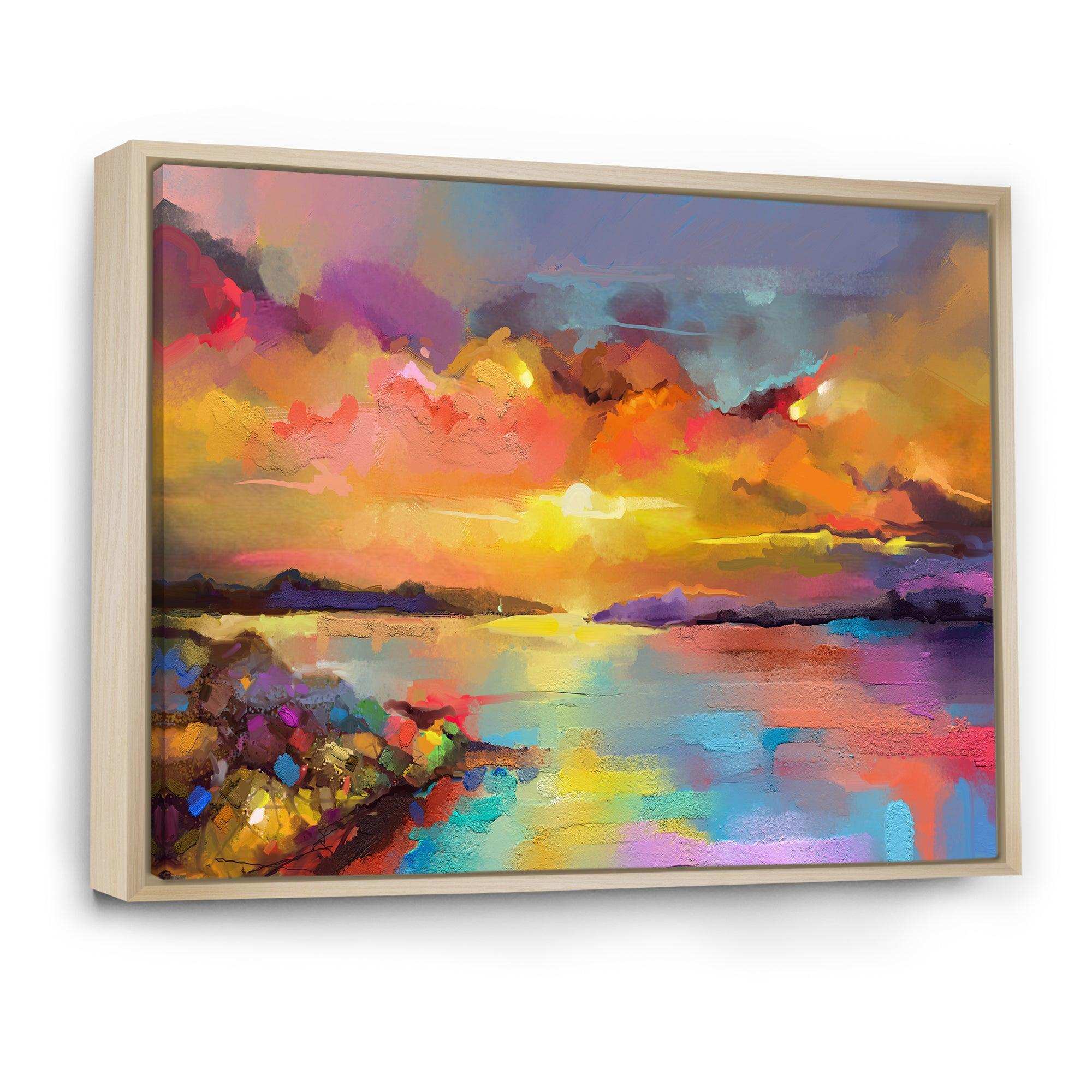 Sunset Painting With Colorful Reflections I