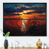 Romantic Sunset By Lakeside