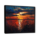 Romantic Sunset By Lakeside