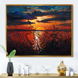 Romantic Sunset By Lakeside