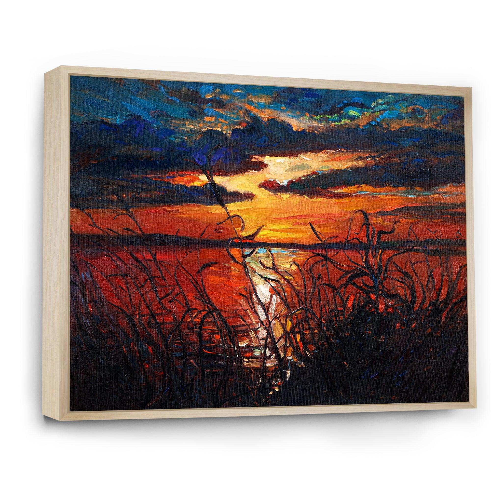 Romantic Sunset By Lakeside