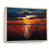 Romantic Sunset By Lakeside