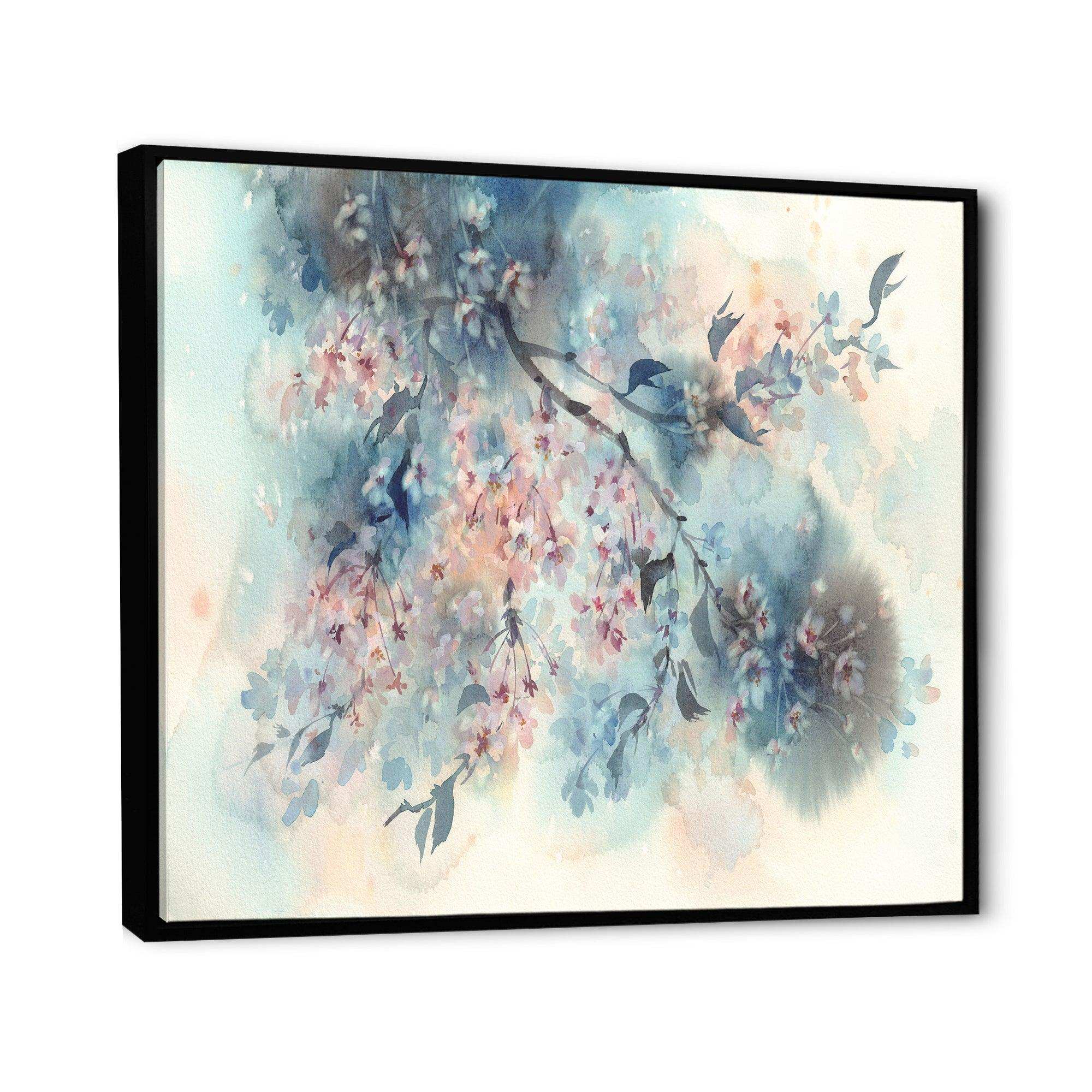 White Sakura Flower Blossom On Pastel Blue Background