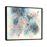 White Sakura Flower Blossom On Pastel Blue Background