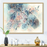 White Sakura Flower Blossom On Pastel Blue Background