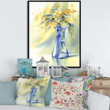 Summer Flowers In Blue Glass Bottle