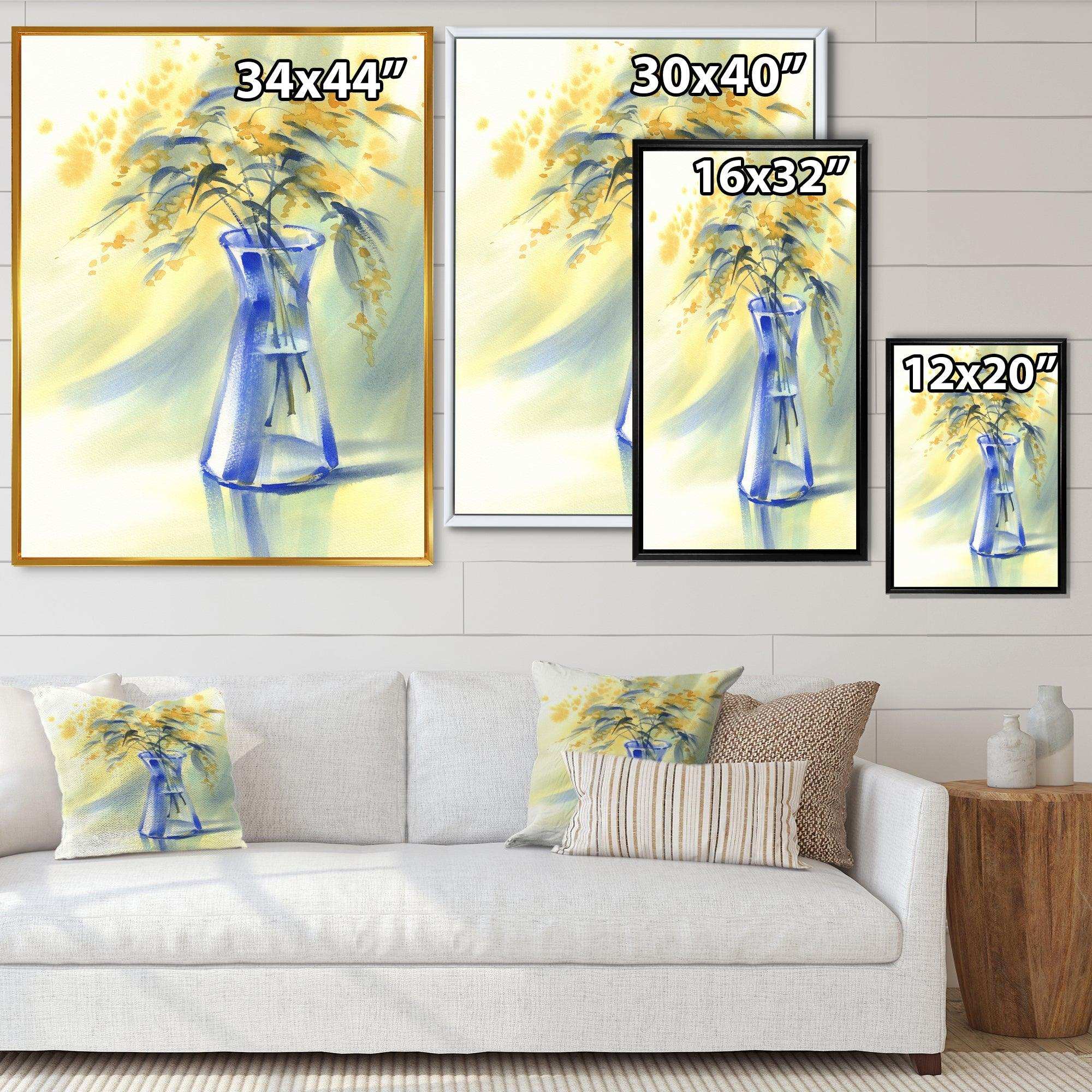 Summer Flowers In Blue Glass Bottle