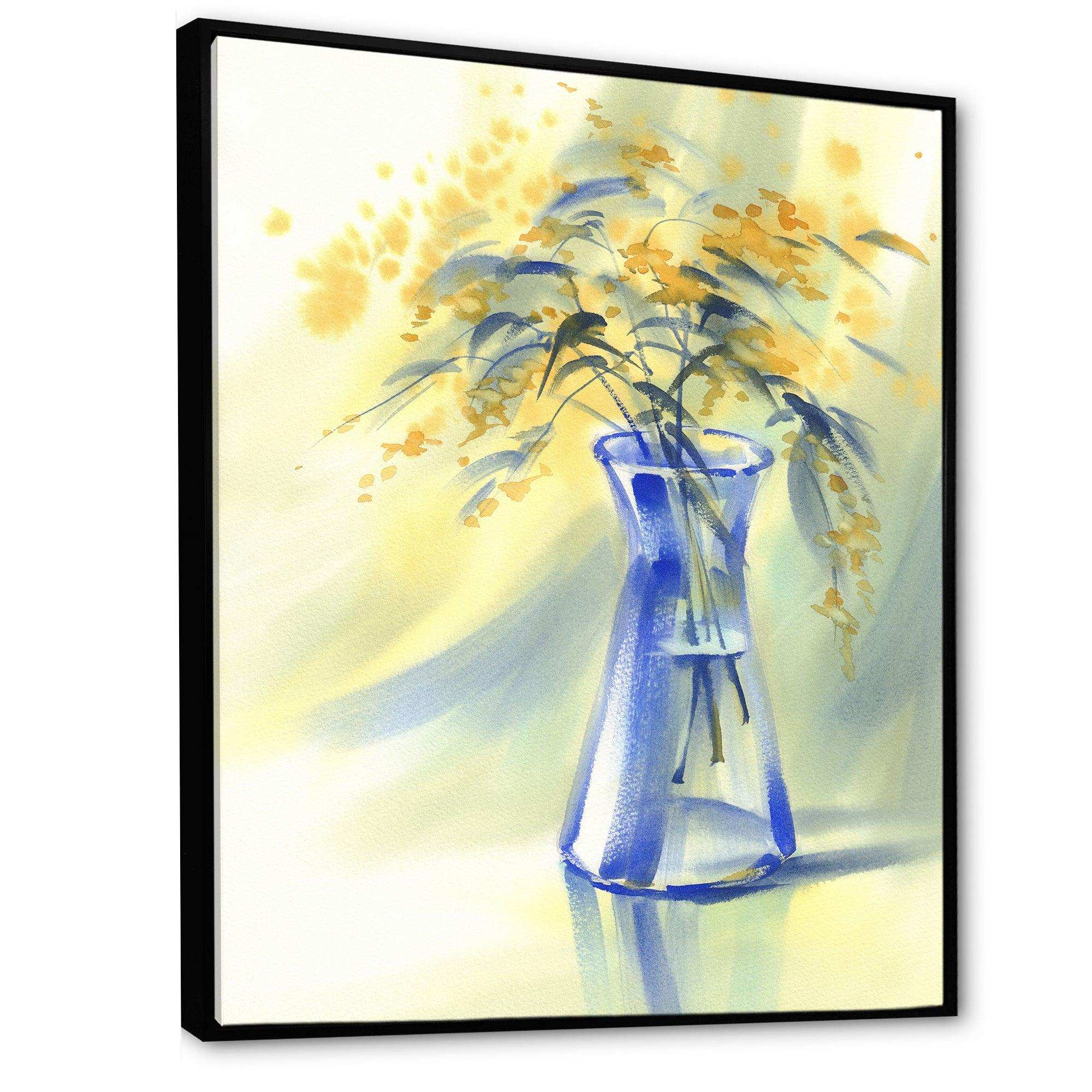 Summer Flowers In Blue Glass Bottle