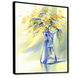 Summer Flowers In Blue Glass Bottle