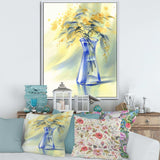 Summer Flowers In Blue Glass Bottle