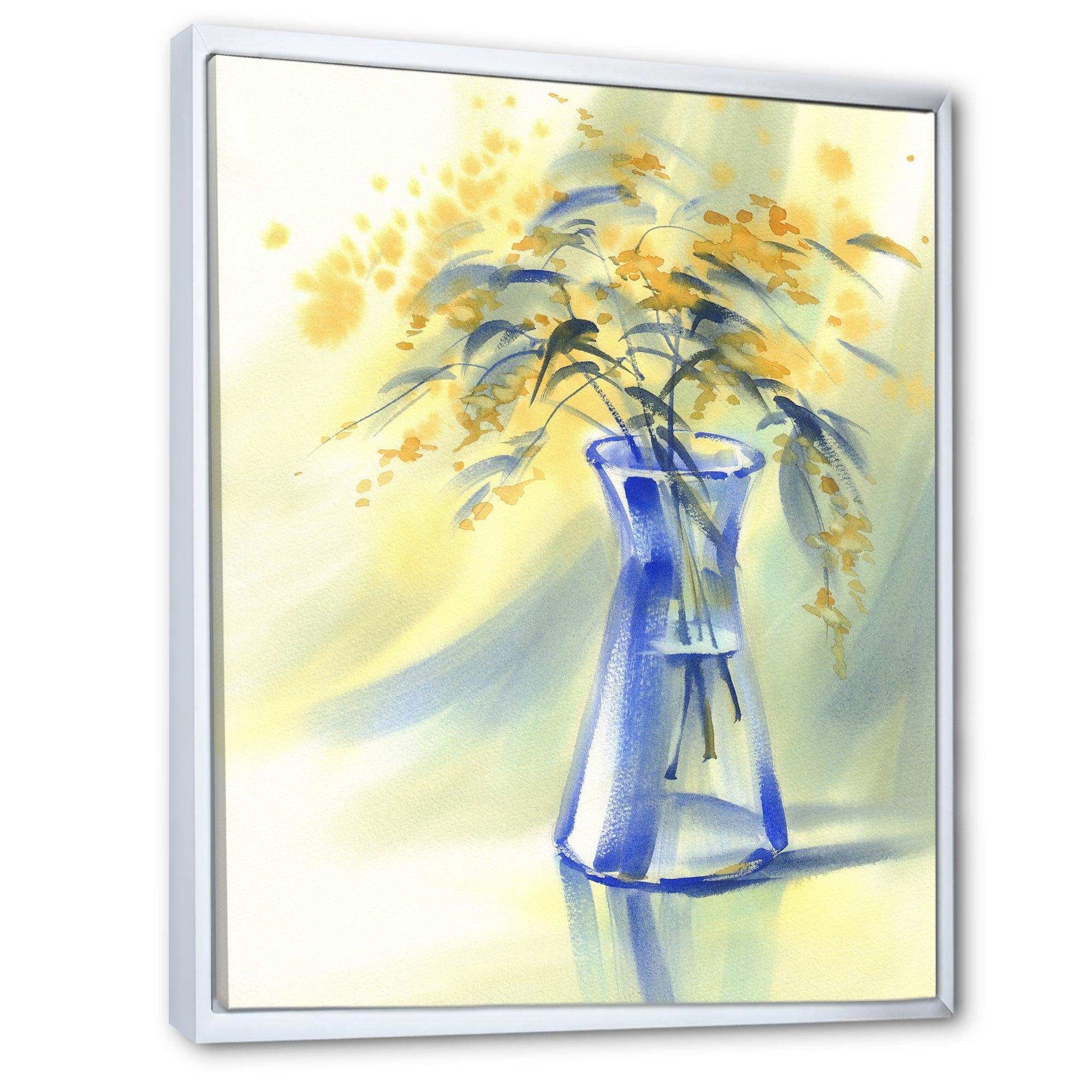 Summer Flowers In Blue Glass Bottle