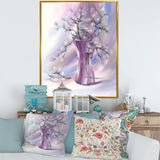 Pussy Willow Branches In Violet Glass Vase