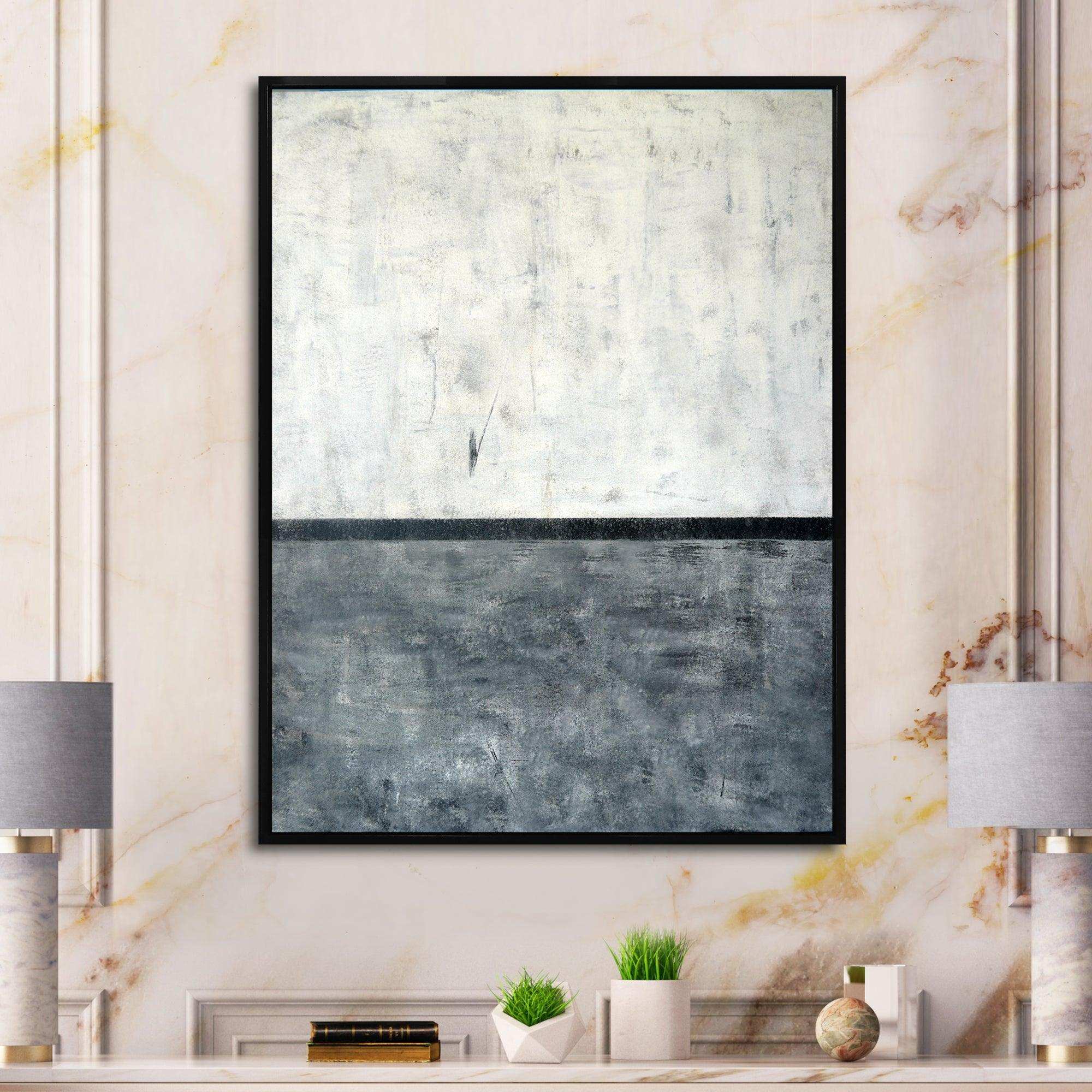 Grey and White Abstract Art Painting