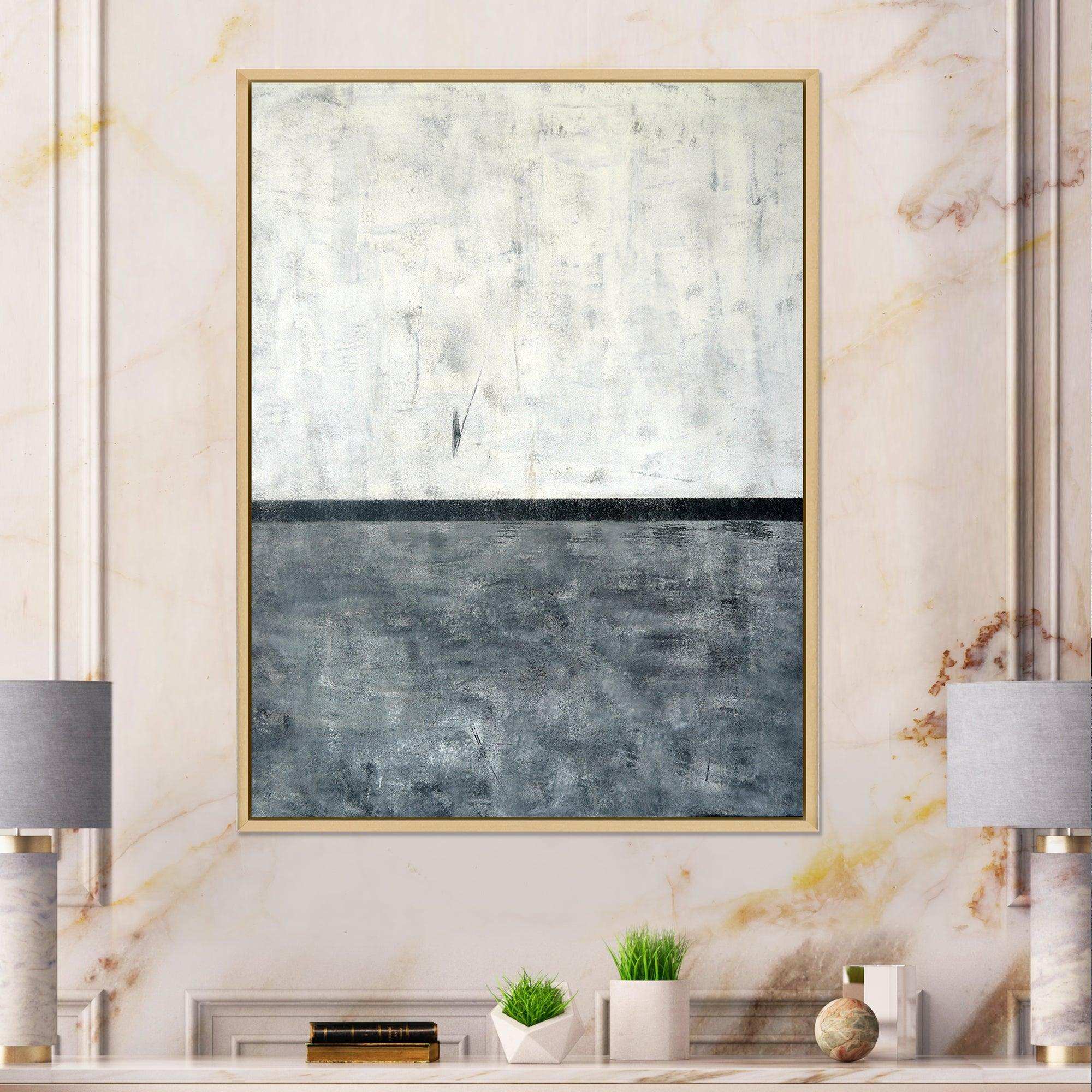 Grey and White Abstract Art Painting