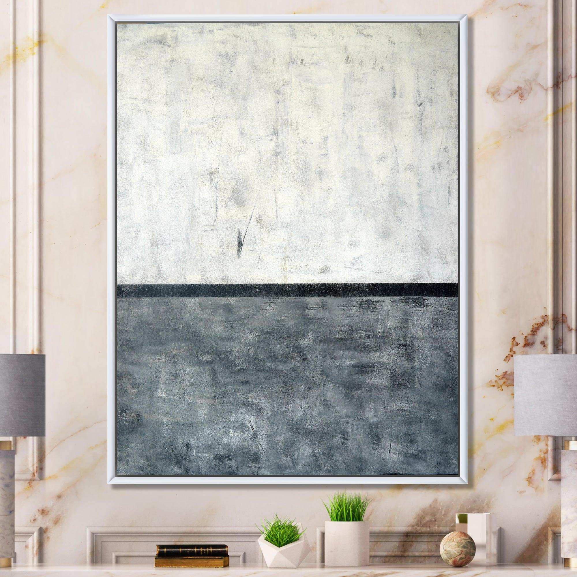 Grey and White Abstract Art Painting