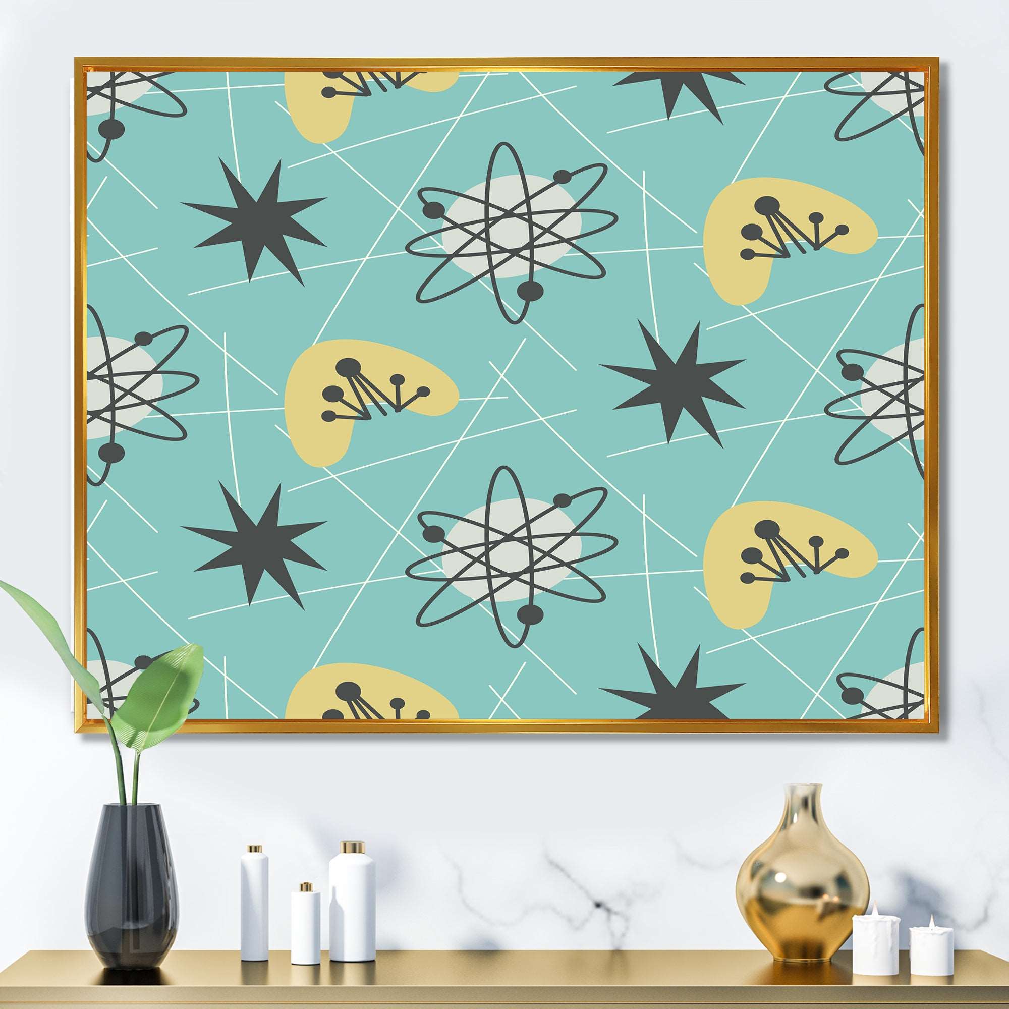 1950 Retro Pattern I Framed Canvas Vibrant Gold - 1.5 Thick