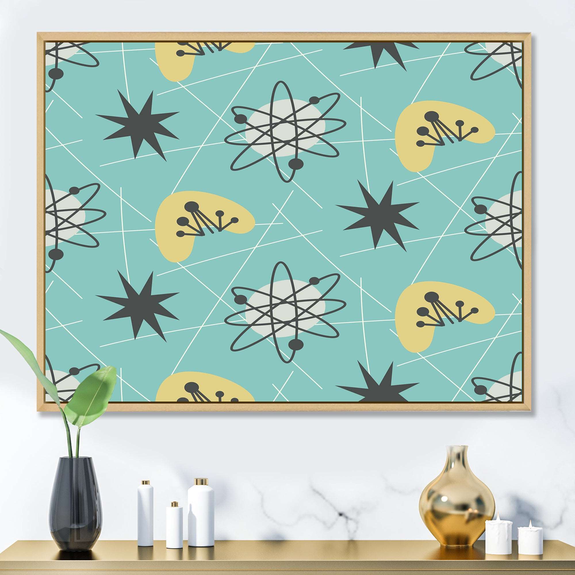 1950 Retro Pattern I Framed Canvas Matte White - 1.5 Thick