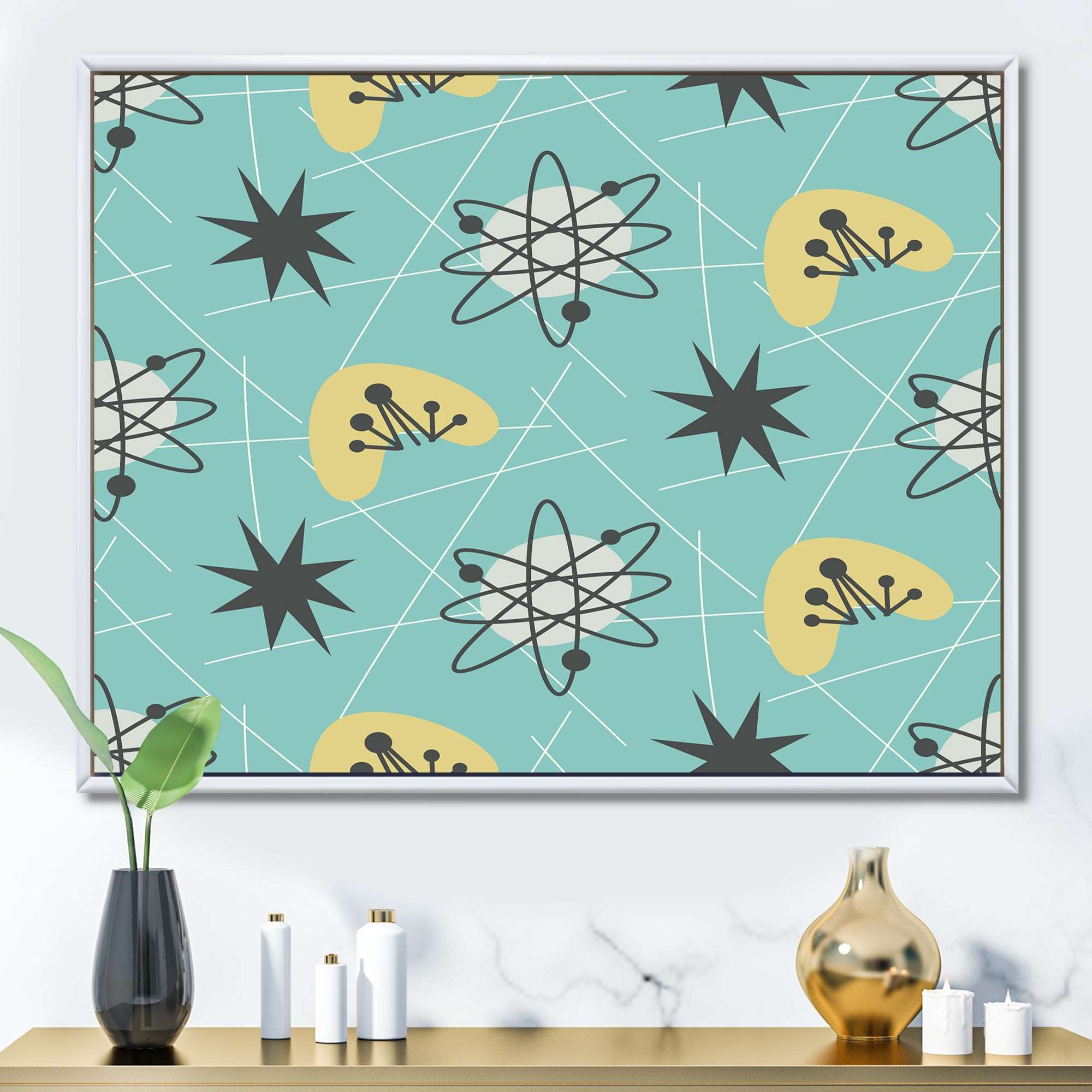 1950 Retro Pattern I Framed Canvas Matte White - 1.5 Thick