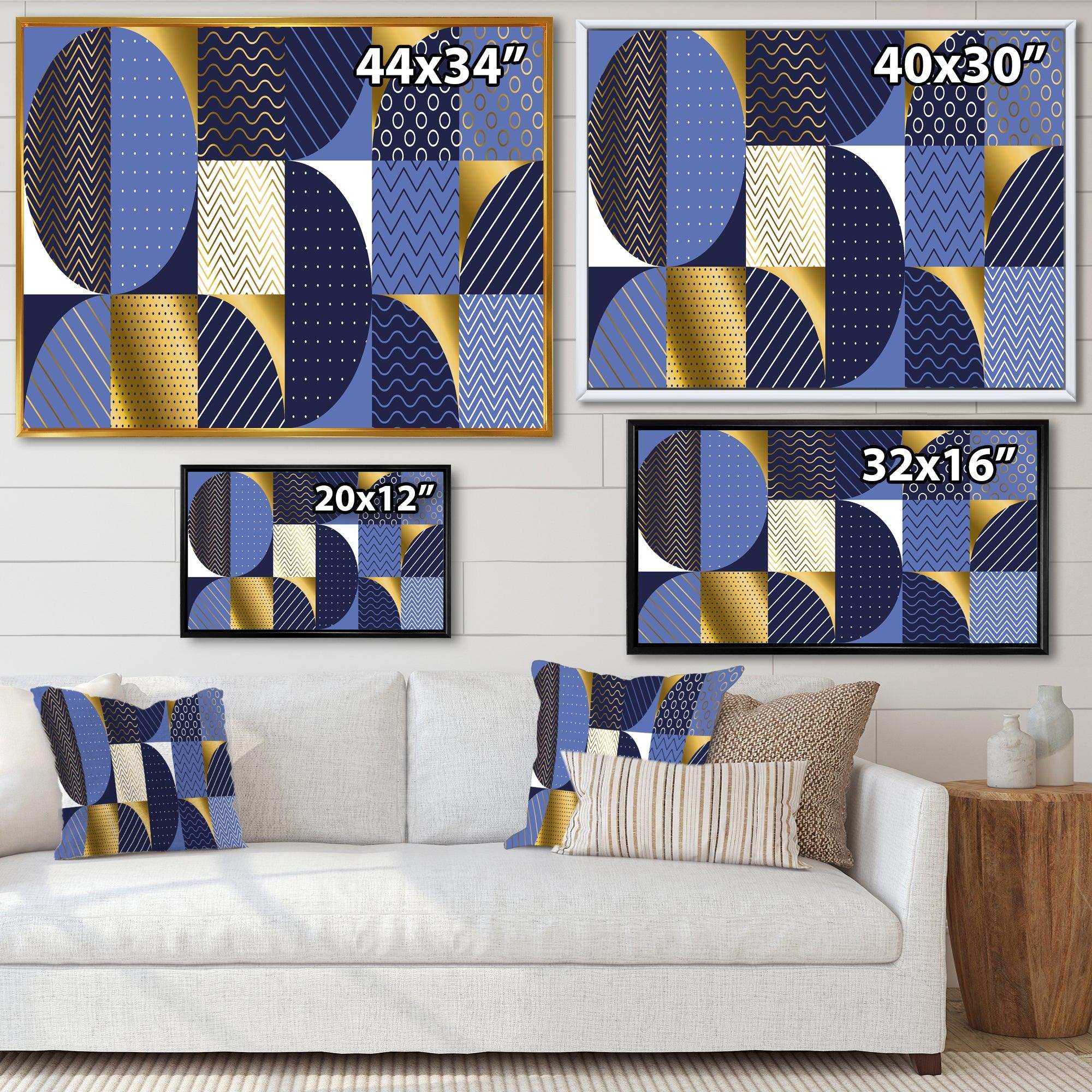 Retro Luxury Waves In Gold and Blue IV