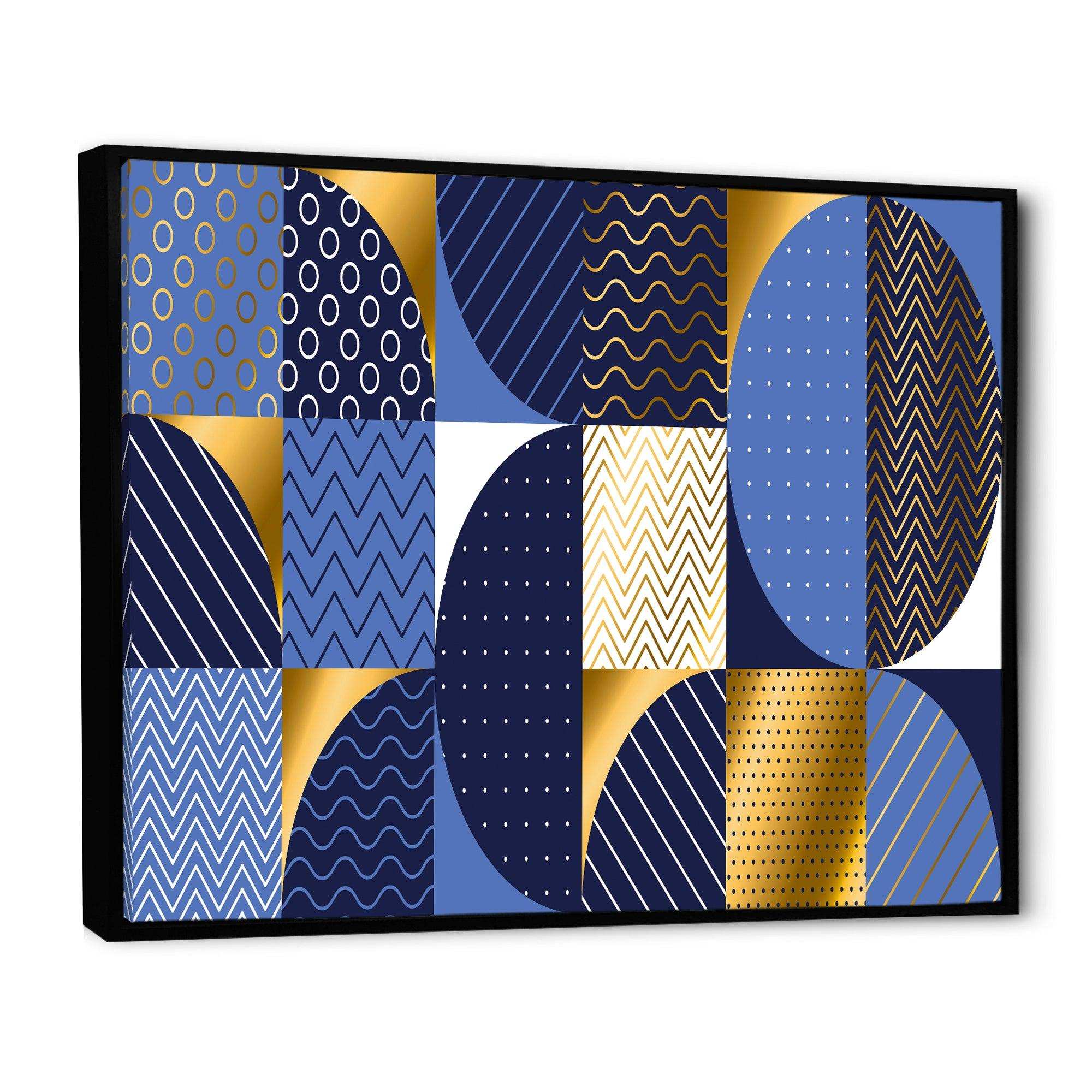 Retro Luxury Waves In Gold and Blue IV