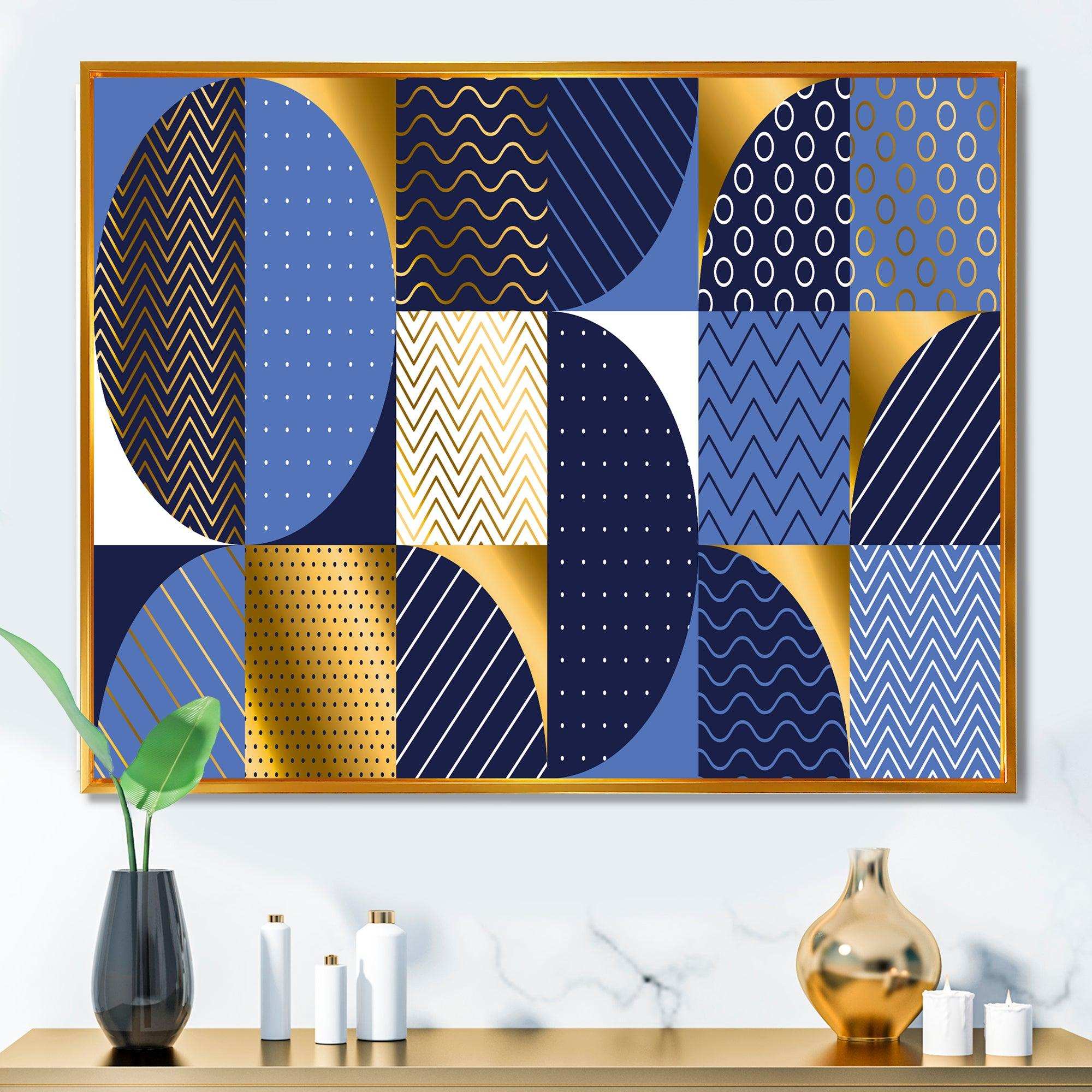 Retro Luxury Waves In Gold and Blue IV