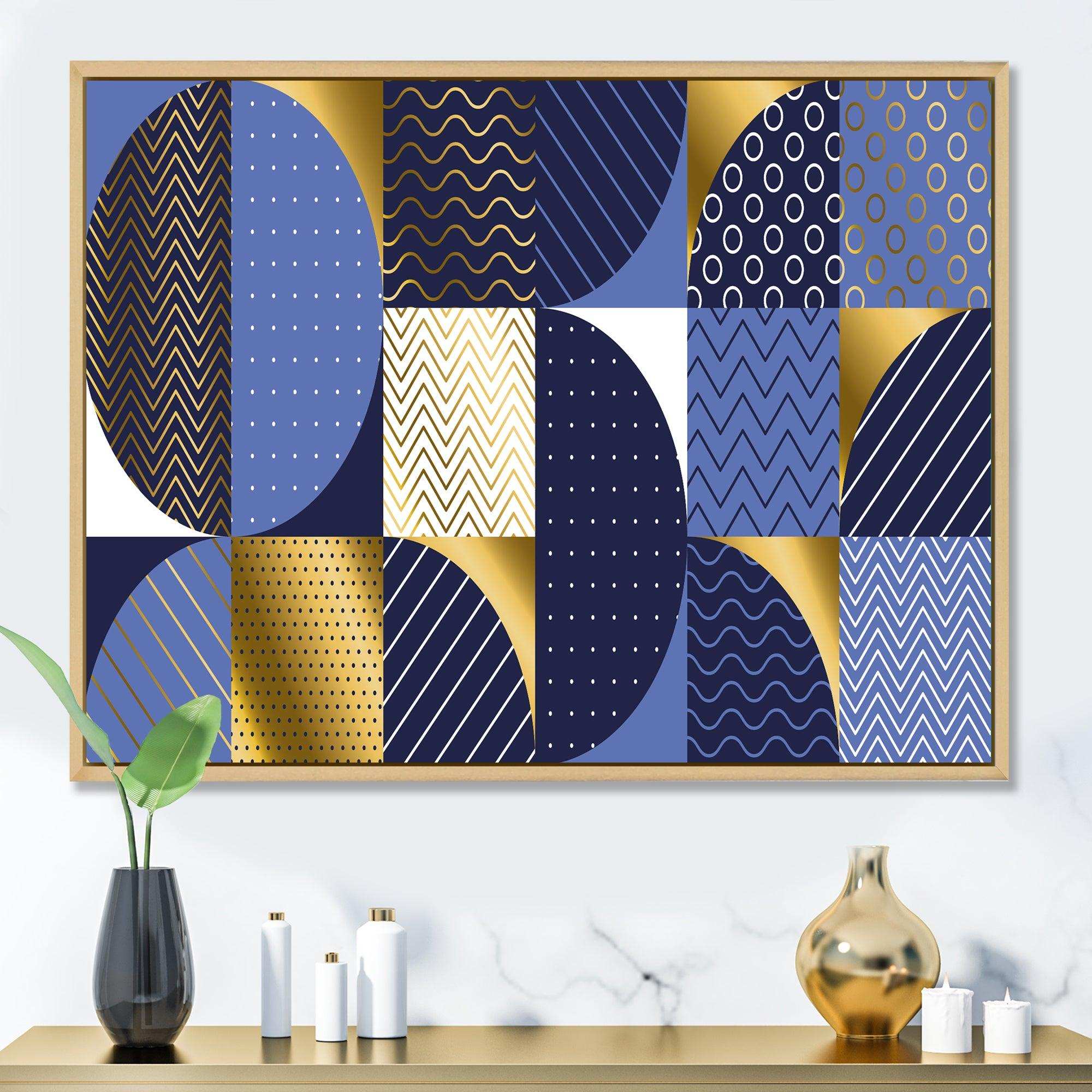 Retro Luxury Waves In Gold and Blue IV