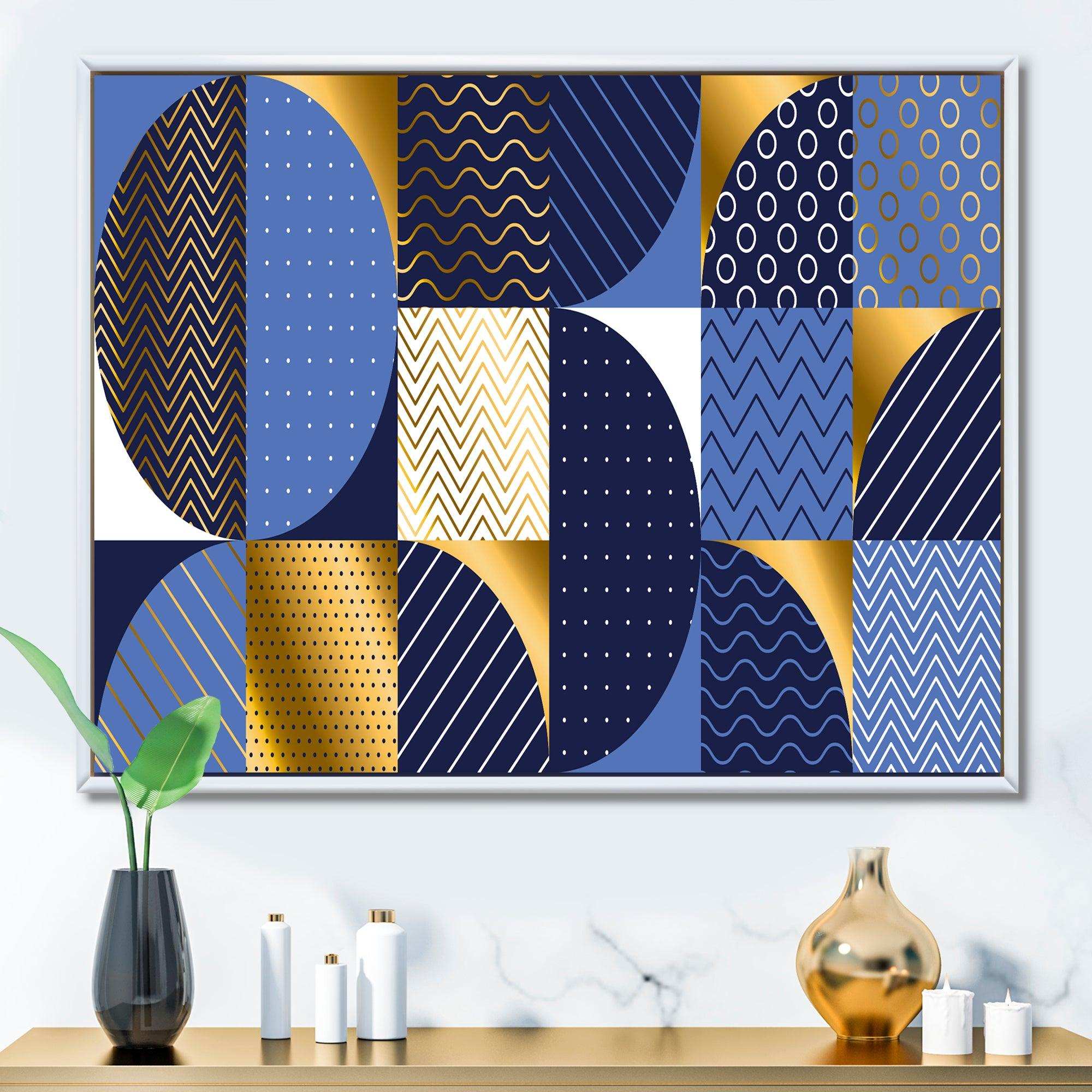 Retro Luxury Waves In Gold and Blue IV