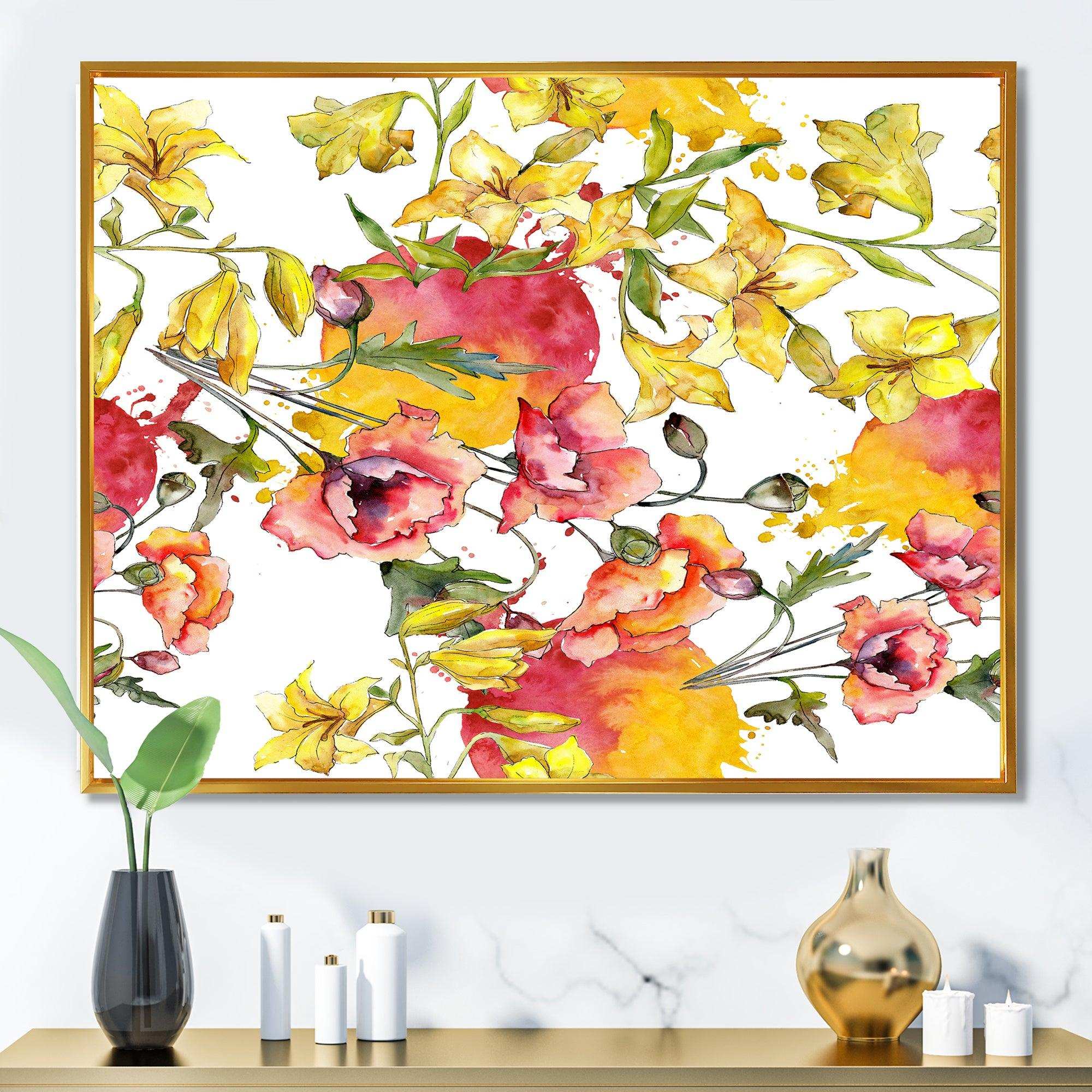 Retro Handdrawn Poppies IV