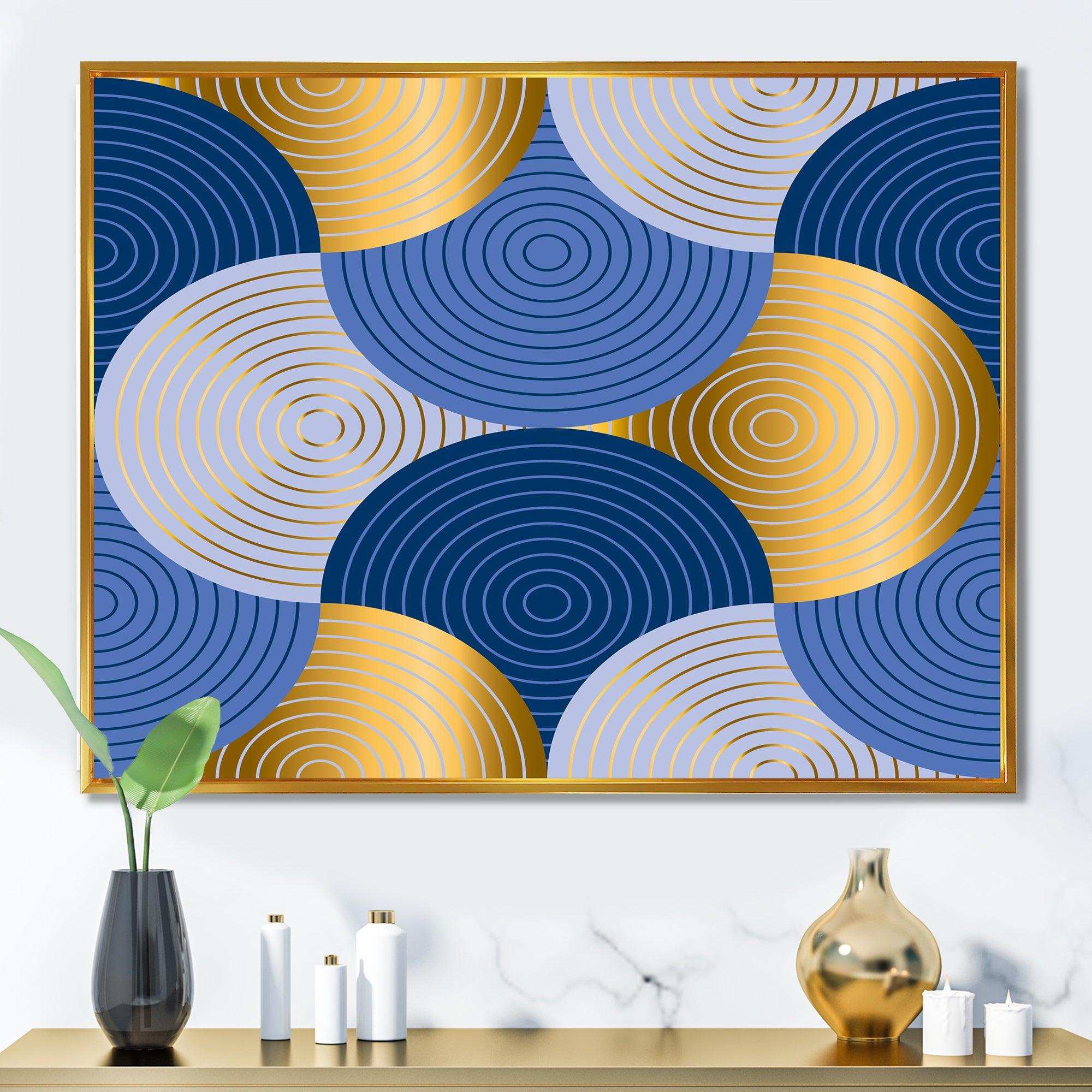 Retro Luxury Waves In Gold and Blue X