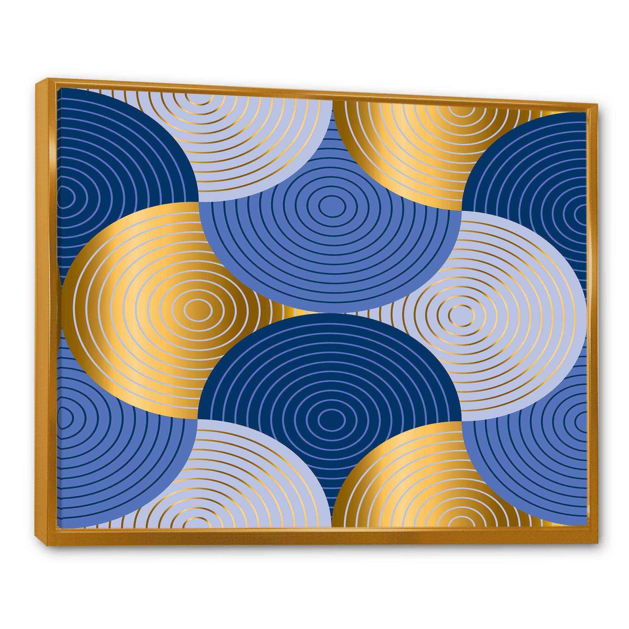 Retro Luxury Waves In Gold and Blue X